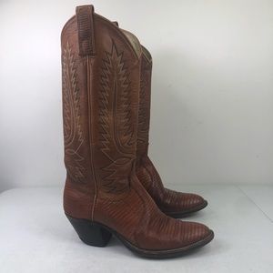 Dan Post Lizard Leather Look Cowboy Western Boots